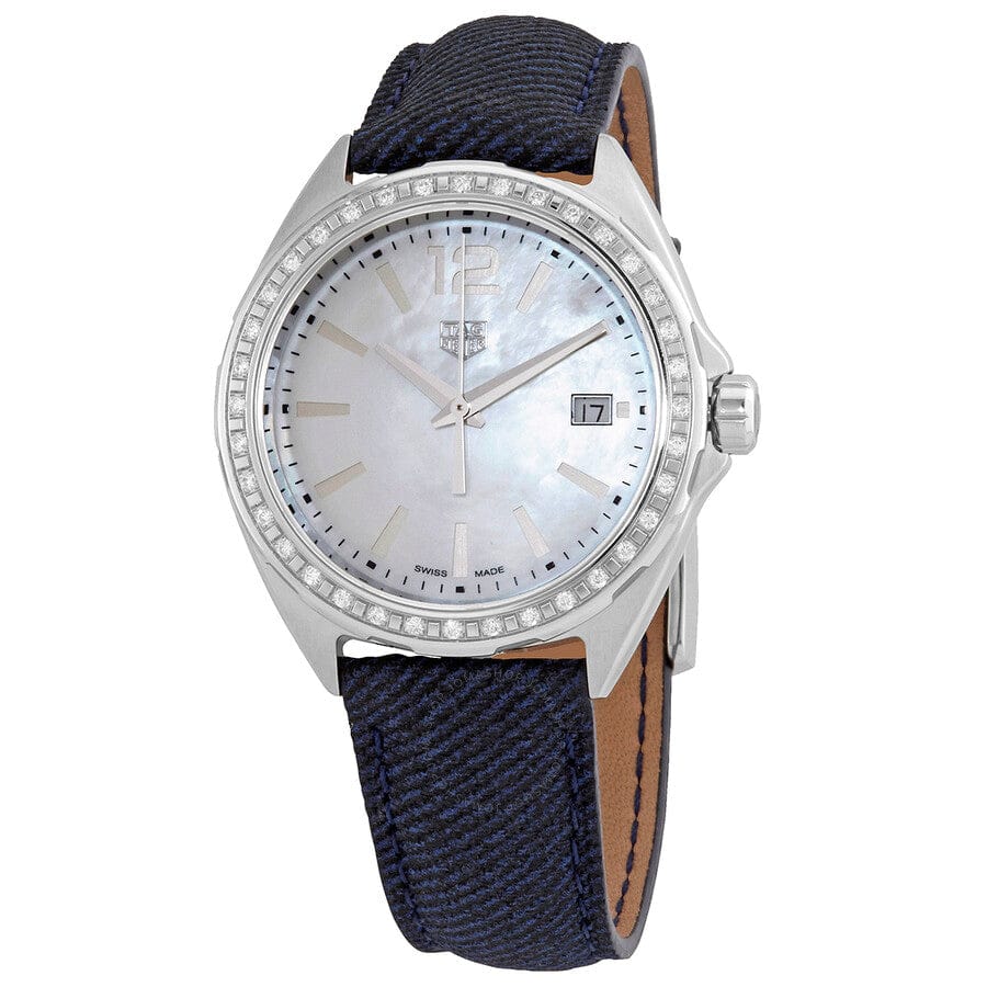 Buy Shop Tag Heuer Formula 1 Quartz Diamonds Mother of Pearl Dial Blue Leather Strap Watch for Women - WBJ131A.FC8251 USA Online