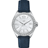 Buy Shop Tag Heuer Formula 1 Quartz Diamonds Mother of Pearl Dial Blue Leather Strap Watch for Women - WBJ131A.FC8251 USA Online