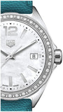 Buy Shop Tag Heuer Formula 1 Quartz Diamonds Mother of Pearl Dial Blue Leather Strap Watch for Women - WBJ131A.FC8256 USA Online