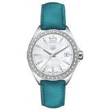Buy Shop Tag Heuer Formula 1 Quartz Diamonds Mother of Pearl Dial Blue Leather Strap Watch for Women - WBJ131A.FC8256 USA Online
