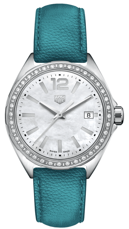 Buy Shop Tag Heuer Formula 1 Quartz Diamonds Mother of Pearl Dial Blue Leather Strap Watch for Women - WBJ131A.FC8256 USA Online