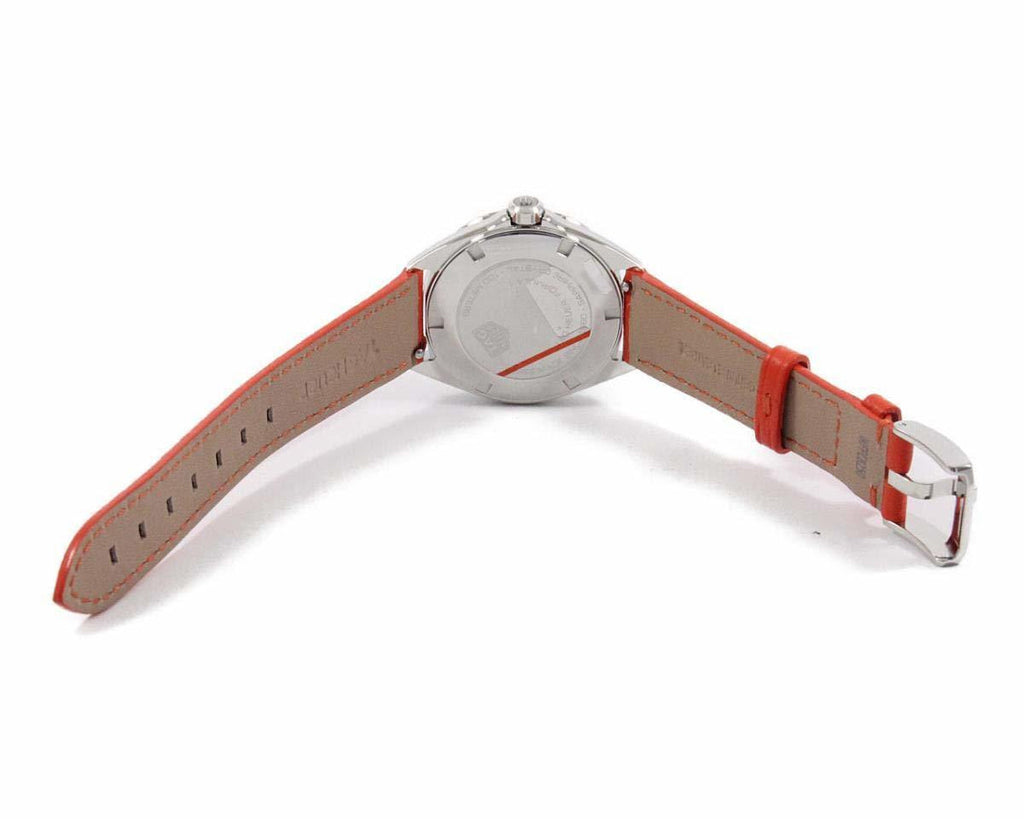 Buy Shop Tag Heuer Formula 1 Quartz Diamonds Mother of Pearl Dial Orange Leather Strap Watch for Women - WBJ131A.FC8250 USA Online