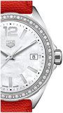 Buy Shop Tag Heuer Formula 1 Quartz Diamonds Mother of Pearl Dial Orange Leather Strap Watch for Women - WBJ131A.FC8250 USA Online
