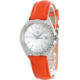Buy Shop Tag Heuer Formula 1 Quartz Diamonds Mother of Pearl Dial Orange Leather Strap Watch for Women - WBJ131A.FC8250 USA Online
