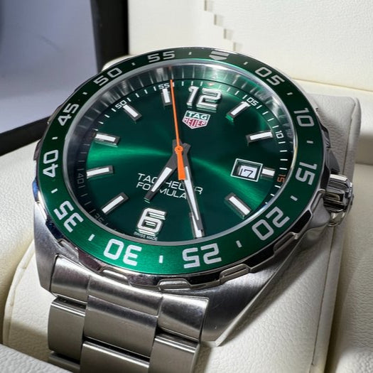 Buy Shop Tag Heuer Formula 1 Quartz Green Dial Silver Steel Strap Watch for Men - WAZ1017.BA0842 USA Online