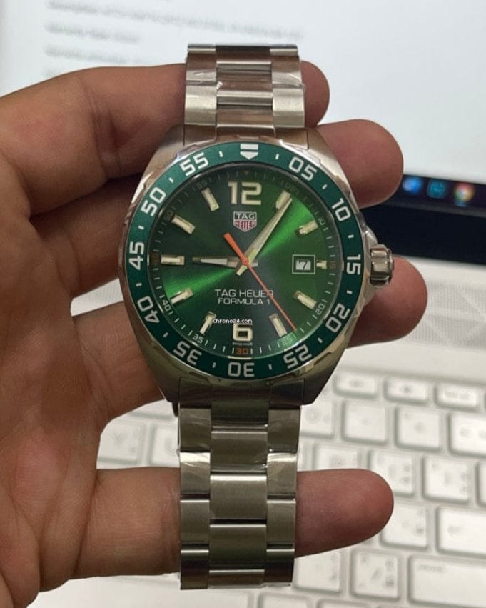 Buy Shop Tag Heuer Formula 1 Quartz Green Dial Silver Steel Strap Watch for Men - WAZ1017.BA0842 USA Online