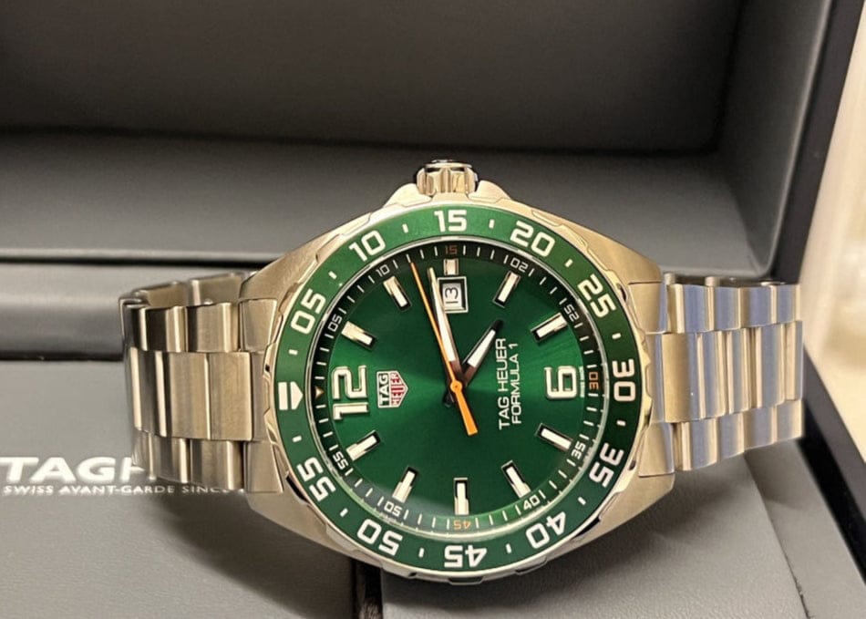 Buy Shop Tag Heuer Formula 1 Quartz Green Dial Silver Steel Strap Watch for Men - WAZ1017.BA0842 USA Online