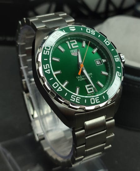 Buy Shop Tag Heuer Formula 1 Quartz Green Dial Silver Steel Strap Watch for Men - WAZ1017.BA0842 USA Online