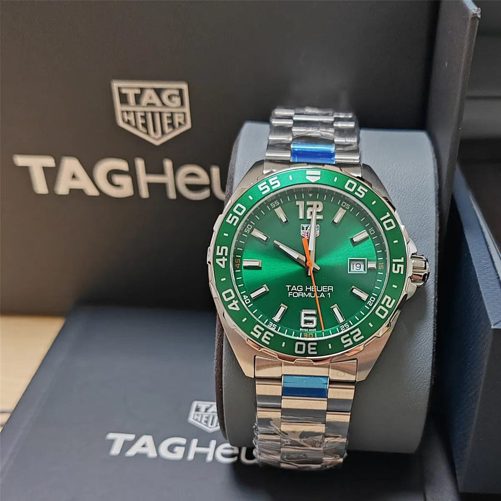 Buy Shop Tag Heuer Formula 1 Quartz Green Dial Silver Steel Strap Watch for Men - WAZ1017.BA0842 USA Online