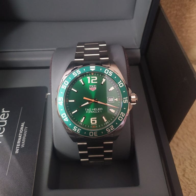 Buy Shop Tag Heuer Formula 1 Quartz Green Dial Silver Steel Strap Watch for Men - WAZ1017.BA0842 USA Online