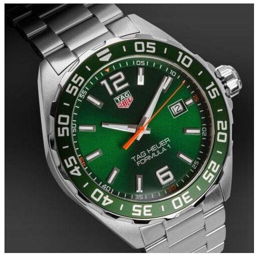 Buy Shop Tag Heuer Formula 1 Quartz Green Dial Silver Steel Strap Watch for Men - WAZ1017.BA0842 USA Online