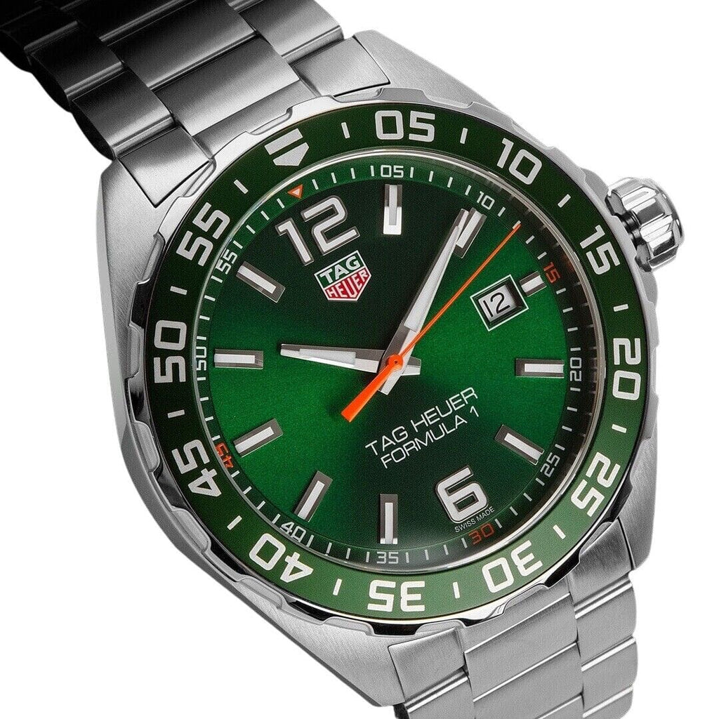 Buy Shop Tag Heuer Formula 1 Quartz Green Dial Silver Steel Strap Watch for Men - WAZ1017.BA0842 USA Online