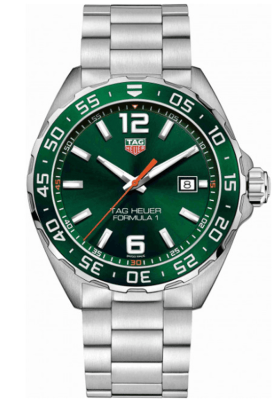 Buy Shop Tag Heuer Formula 1 Quartz Green Dial Silver Steel Strap Watch for Men - WAZ1017.BA0842 USA Online