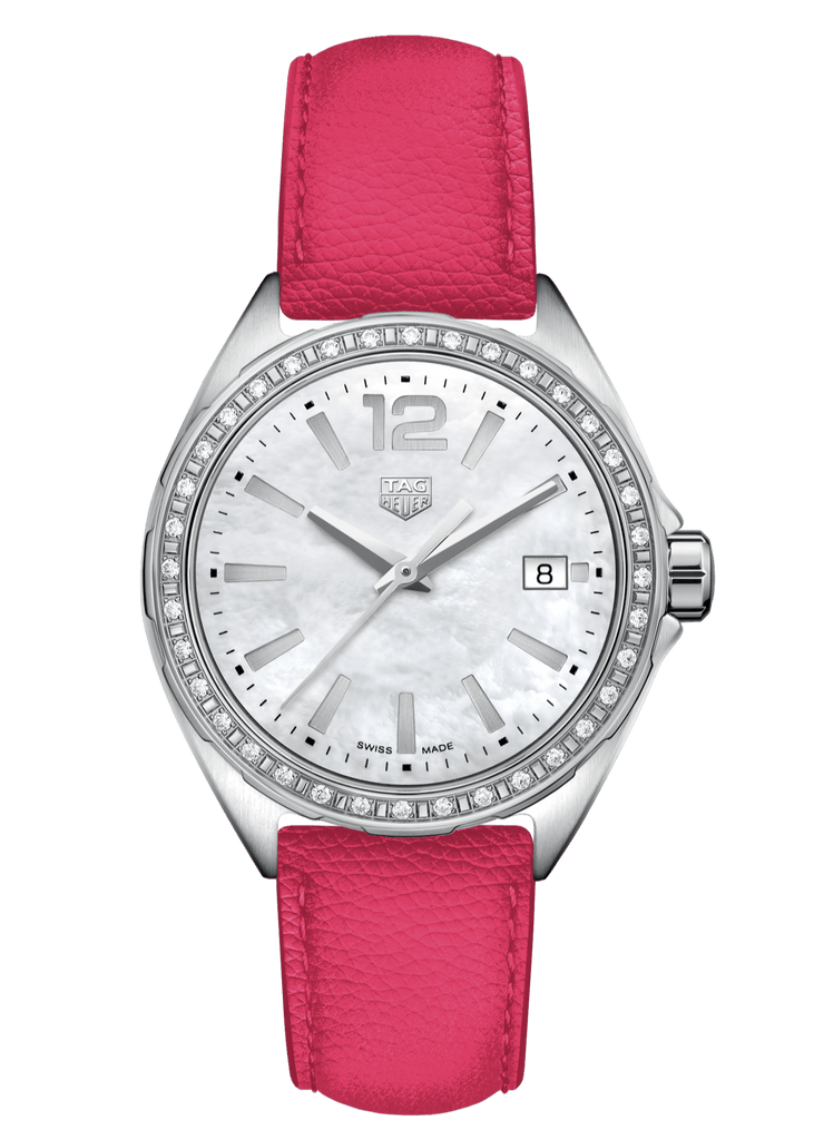 Buy Shop Tag Heuer Formula 1 Quartz Mother of Pearl Dial Pink Leather Strap Watch for Women - WBJ131A.FC8252 USA Online