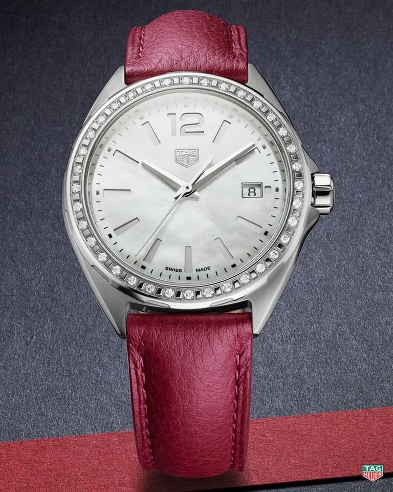 Buy Shop Tag Heuer Formula 1 Quartz Mother of Pearl Dial Red Leather Strap Watch for Women - WBJ131A.FC8253 USA Online