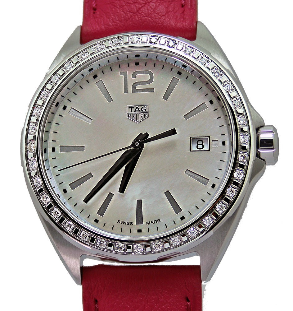Buy Shop Tag Heuer Formula 1 Quartz Mother of Pearl Dial Red Leather Strap Watch for Women - WBJ131A.FC8253 USA Online