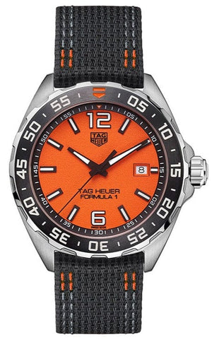 Buy Shop Tag Heuer Formula 1 Quartz Orange Dial Black Nylon Strap Watch for Men - WAZ101A.FC8305 USA Online