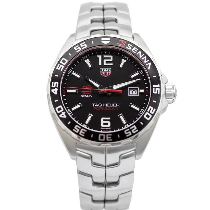 Buy Shop Tag Heuer Formula 1 Senna Limited Edition Black Dial Silver Steel Strap Watch for Men - WAZ1012.BA0883 USA Online
