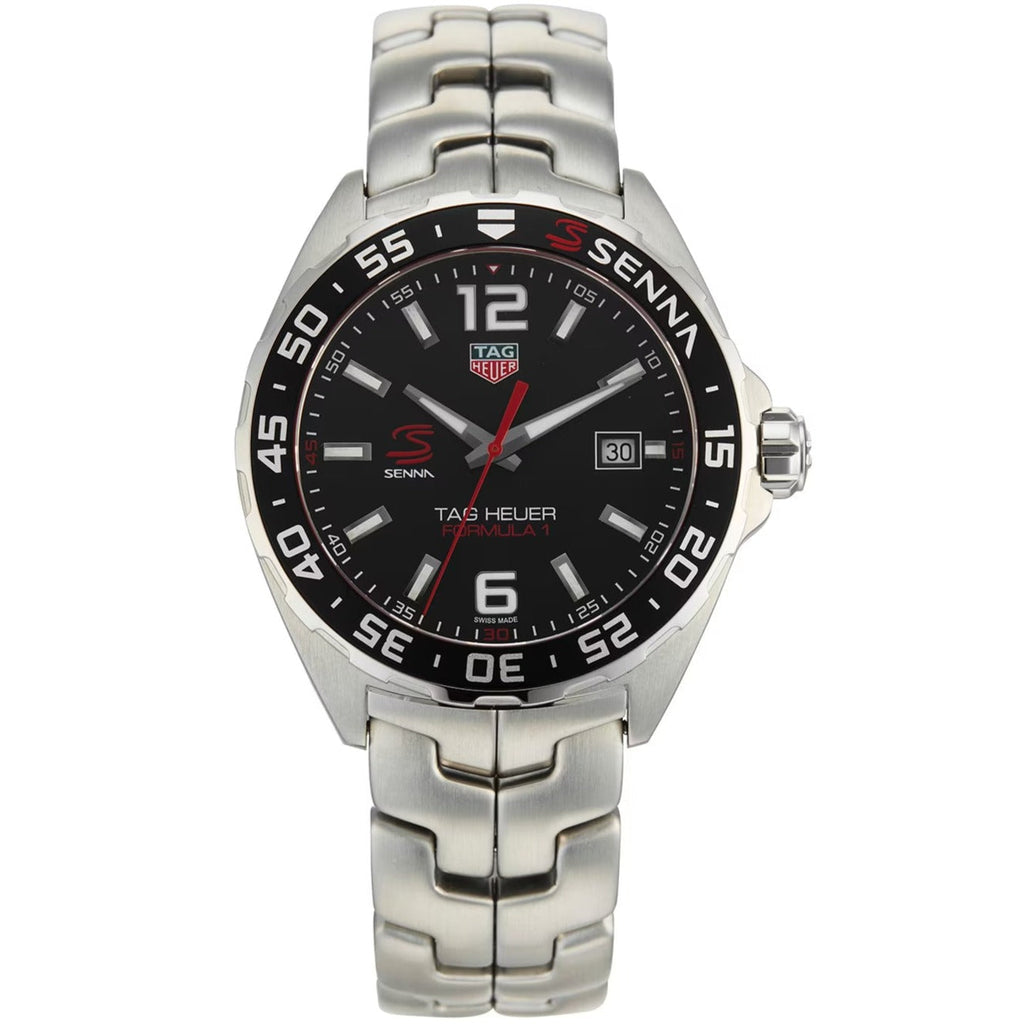 Buy Shop Tag Heuer Formula 1 Senna Limited Edition Black Dial Silver Steel Strap Watch for Men - WAZ1012.BA0883 USA Online