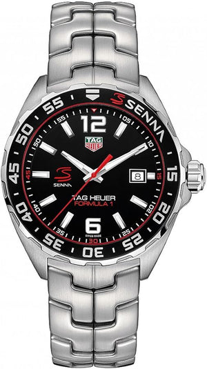 Buy Shop Tag Heuer Formula 1 Senna Limited Edition Black Dial Silver Steel Strap Watch for Men - WAZ1012.BA0883 USA Online
