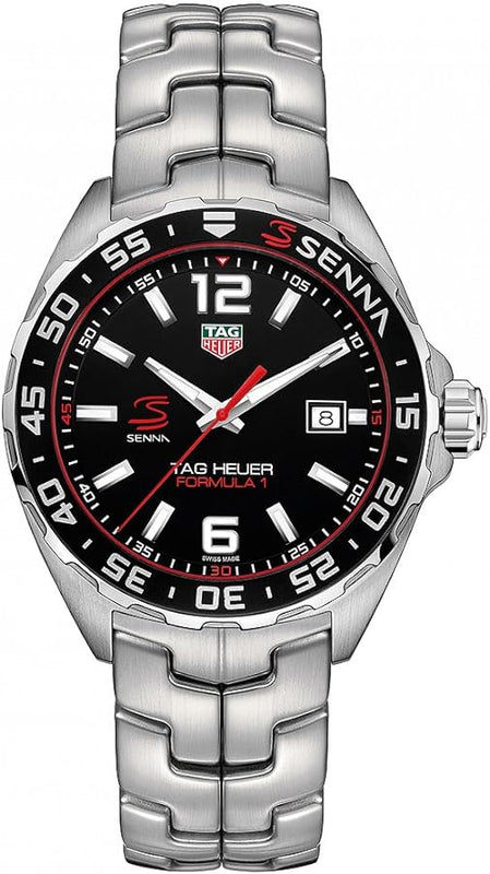 Buy Shop Tag Heuer Formula 1 Senna Limited Edition Black Dial Silver Steel Strap Watch for Men - WAZ1012.BA0883 USA Online