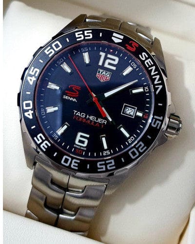 Tag Heuer Formula 1 Senna Limited Edition Black Dial Silver Steel Strap Watch for Men - WAZ1012.BA0883