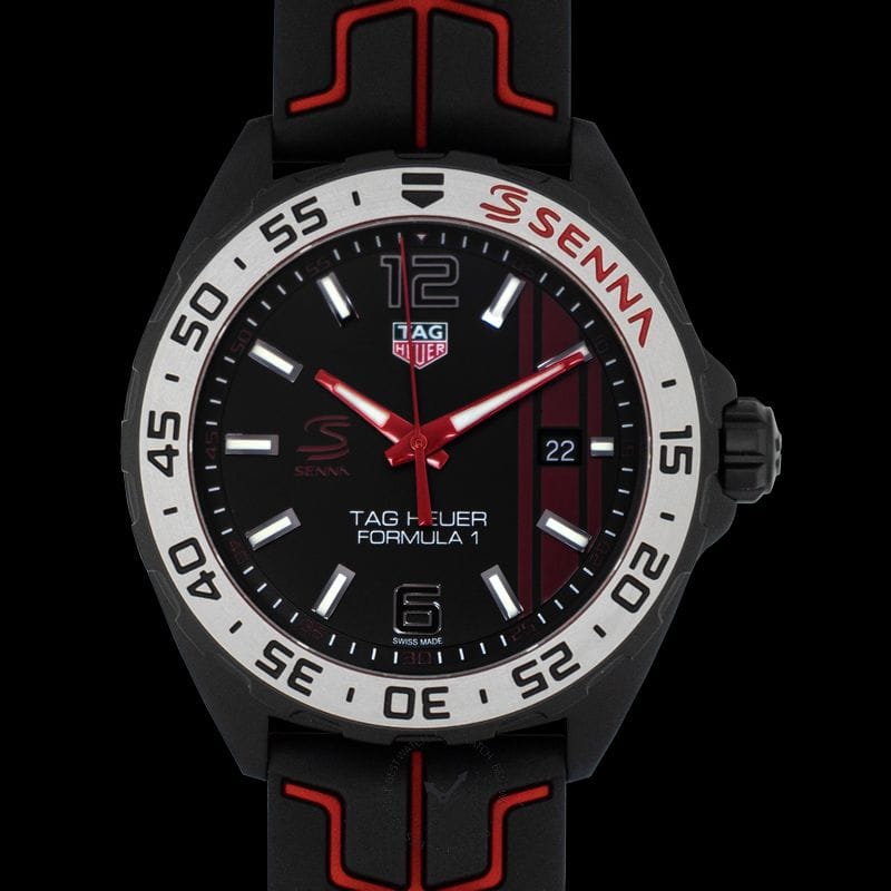 Buy Shop Tag Heuer Formula 1 Senna Special Edition Black Dial Two Tone Rubber Strap Watch for Men - WAZ1014.FT8027 USA Online