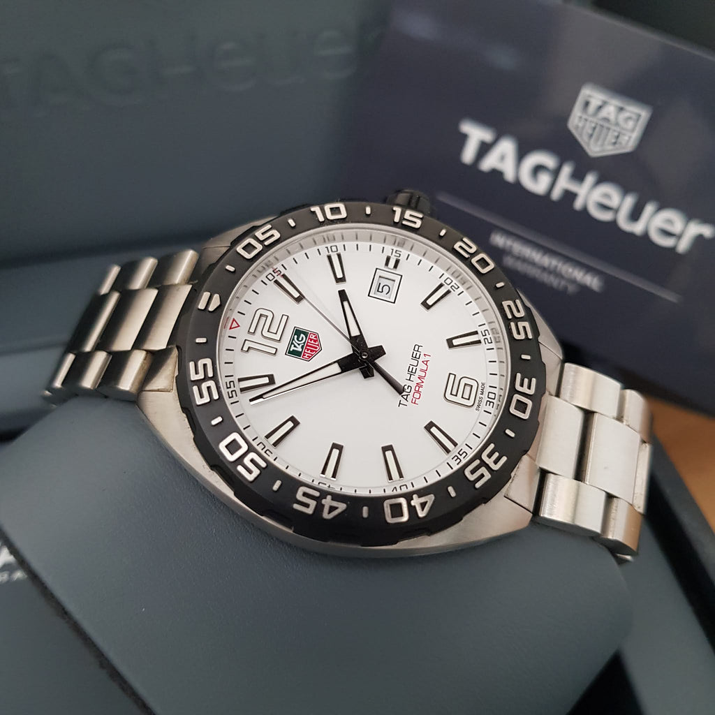 Buy Shop Tag Heuer Formula 1 White Dial Silver Steel Strap Watch for Men - WAZ1111.BA0875 USA Online