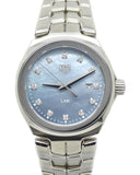 Buy Shop Tag Heuer Link Quartz Diamonds Blue Mother of Pearl Dial Silver Steel Strap Watch for Women - WBC1313.BA0600 USA Online