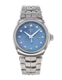 Buy Shop Tag Heuer Link Quartz Diamonds Blue Mother of Pearl Dial Silver Steel Strap Watch for Women - WBC1313.BA0600 USA Online
