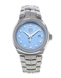 Buy Shop Tag Heuer Link Quartz Diamonds Blue Mother of Pearl Dial Silver Steel Strap Watch for Women - WBC1313.BA0600 USA Online