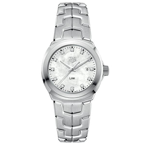 Buy Shop Tag Heuer Link Quartz Diamonds Mother of Pearl Dial Silver Steel Strap Watch for Women - WBC1312.BA0600 USA Online