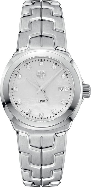 Buy Shop Tag Heuer Link Quartz Diamonds Mother of Pearl Dial Silver Steel Strap Watch for Women - WBC1312.BA0600 USA Online