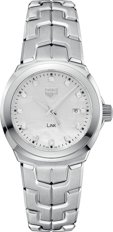 Buy Shop Tag Heuer Link Quartz Diamonds Mother of Pearl Dial Silver Steel Strap Watch for Women - WBC1312.BA0600 USA Online