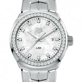 Buy Shop Tag Heuer Link Quartz Diamonds Mother of Pearl Dial Silver Steel Strap Watch for Women - WBC1316.BA0600 USA Online