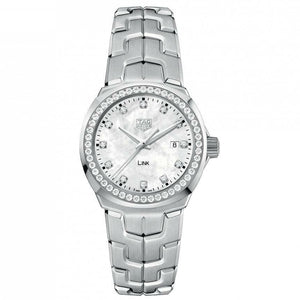 Buy Shop Tag Heuer Link Quartz Diamonds Mother of Pearl Dial Silver Steel Strap Watch for Women - WBC1316.BA0600 USA Online