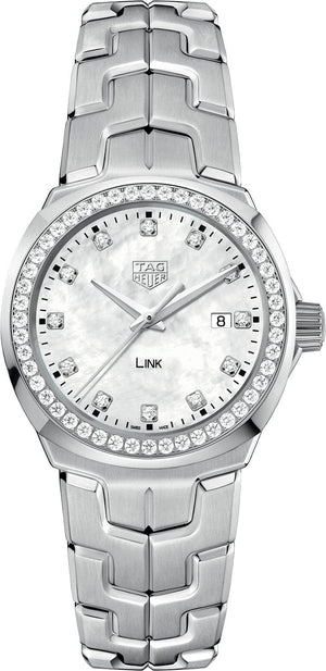 Buy Shop Tag Heuer Link Quartz Diamonds Mother of Pearl Dial Silver Steel Strap Watch for Women - WBC1316.BA0600 USA Online
