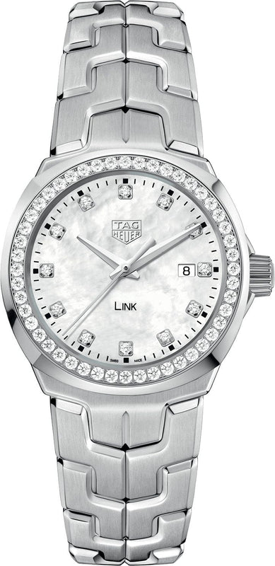 Buy Shop Tag Heuer Link Quartz Diamonds Mother of Pearl Dial Silver Steel Strap Watch for Women - WBC1316.BA0600 USA Online