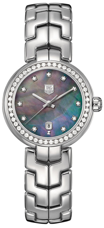 Buy Shop Tag Heuer Link Trilogy Cameron Diaz Diamonds Mother of Pearl Dial Silver Steel Strap Watch for Women - WAT1419.BA0954 USA Online