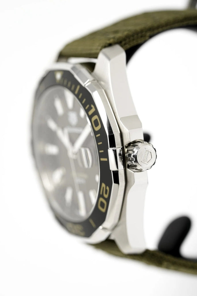Buy Shop Tag Heuer Aquaracer Black Dial Khakhi Green NATO Strap Watch for Men - WAY101E.FC8222 USA Online