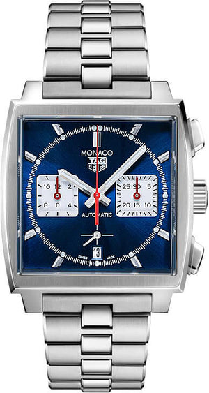 Buy Shop Tag Heuer Monaco Automatic Chronograph Blue Dial Silver Steel Strap Watch for Men - CBL2111.BA0644 USA Online
