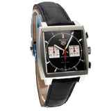 Buy Shop Tag Heuer Monaco Automatic Chronograph Black Dial Black Leather Strap Watch for Men - CBL2113.FC6177 USA Online