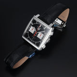 Buy Shop Tag Heuer Monaco Automatic Chronograph Black Dial Black Leather Strap Watch for Men - CBL2113.FC6177 USA Online