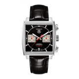 Buy Shop Tag Heuer Monaco Automatic Chronograph Black Dial Black Leather Strap Watch for Men - CBL2113.FC6177 USA Online