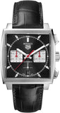 Buy Shop Tag Heuer Monaco Automatic Chronograph Black Dial Black Leather Strap Watch for Men - CBL2113.FC6177 USA Online
