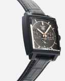 Buy Shop Tag Heuer Monaco Automatic Chronograph Black Dial Black Leather Strap Watch for Men - CBL2180.FC6497 USA Online