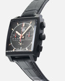 Buy Shop Tag Heuer Monaco Automatic Chronograph Black Dial Black Leather Strap Watch for Men - CBL2180.FC6497 USA Online