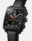 Buy Shop Tag Heuer Monaco Automatic Chronograph Black Dial Black Leather Strap Watch for Men - CBL2180.FC6497 USA Online