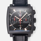 Buy Shop Tag Heuer Monaco Automatic Chronograph Black Dial Black Leather Strap Watch for Men - CBL2180.FC6497 USA Online