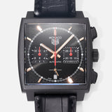 Buy Shop Tag Heuer Monaco Automatic Chronograph Black Dial Black Leather Strap Watch for Men - CBL2180.FC6497 USA Online